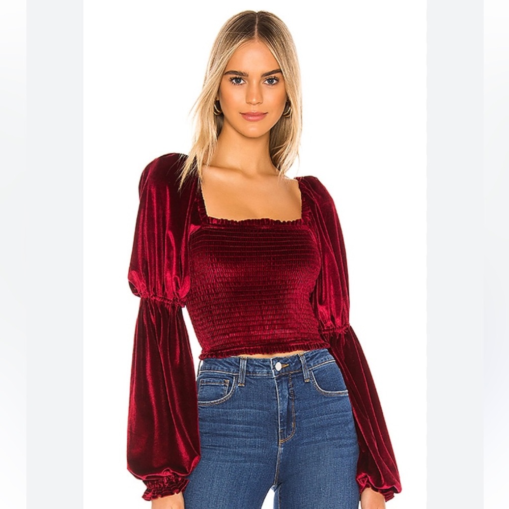 Tularosa Revolve Trinity Smocked Velvet Top